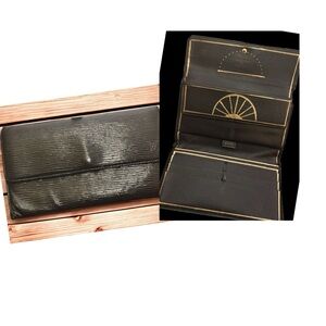 Louis Vuitton Black Epi Sarah Wallet – Hand-Painted Art Deco